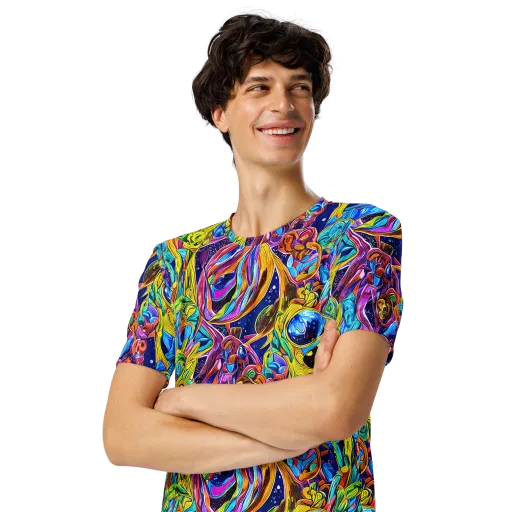Electric Petal Storm on a Men's Crew Neck T-Shirt