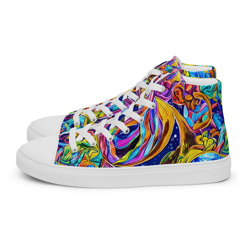 Electric Petal Storm on Men's High Top Canvas Shoes — Left