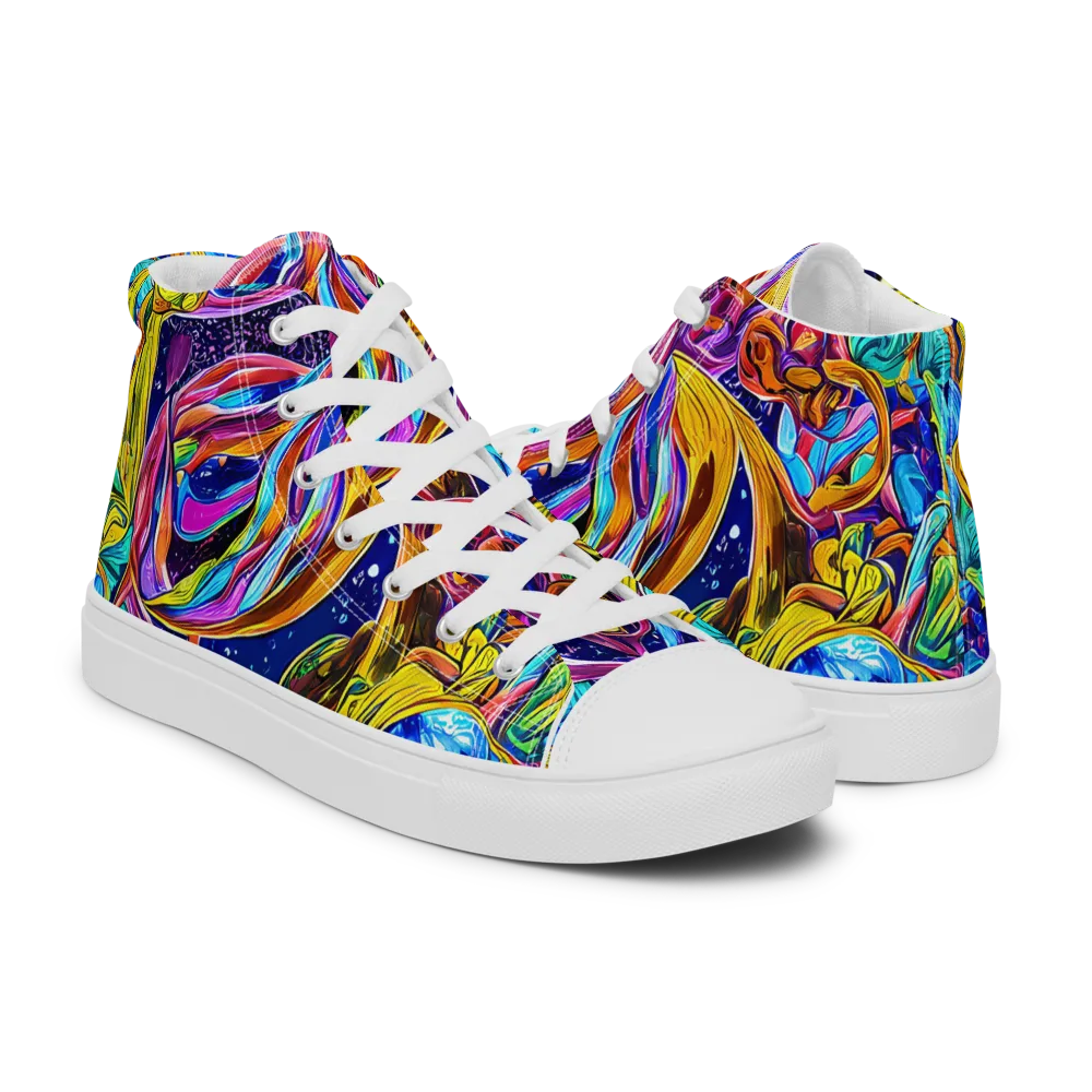 Electric Petal Storm on Men's High Top Canvas Shoes — Right