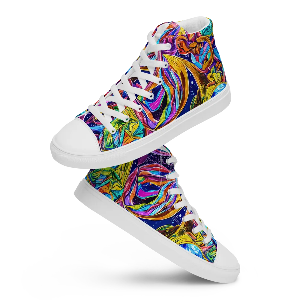 Electric Petal Storm on Men's High Top Canvas Shoes — Front