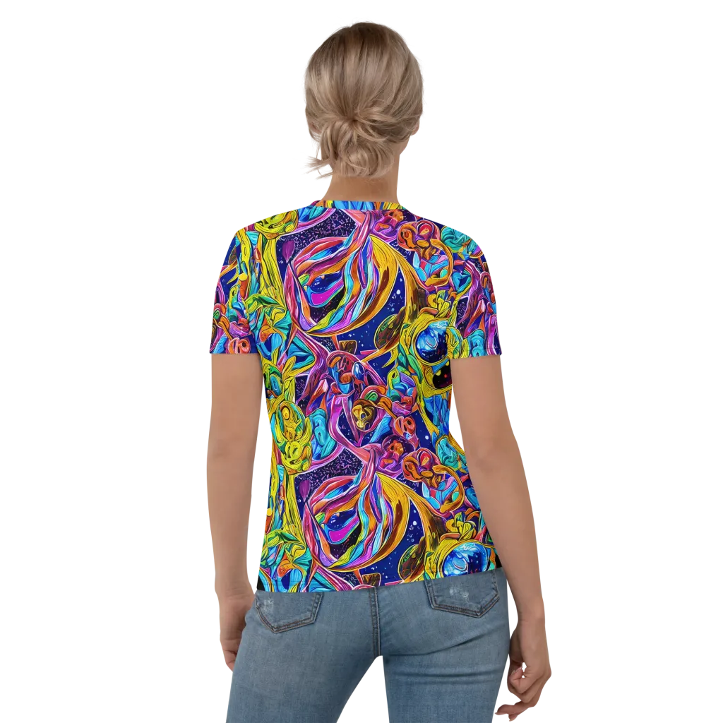 Electric Petal Storm on Women's Crew Neck T-Shirt — Back