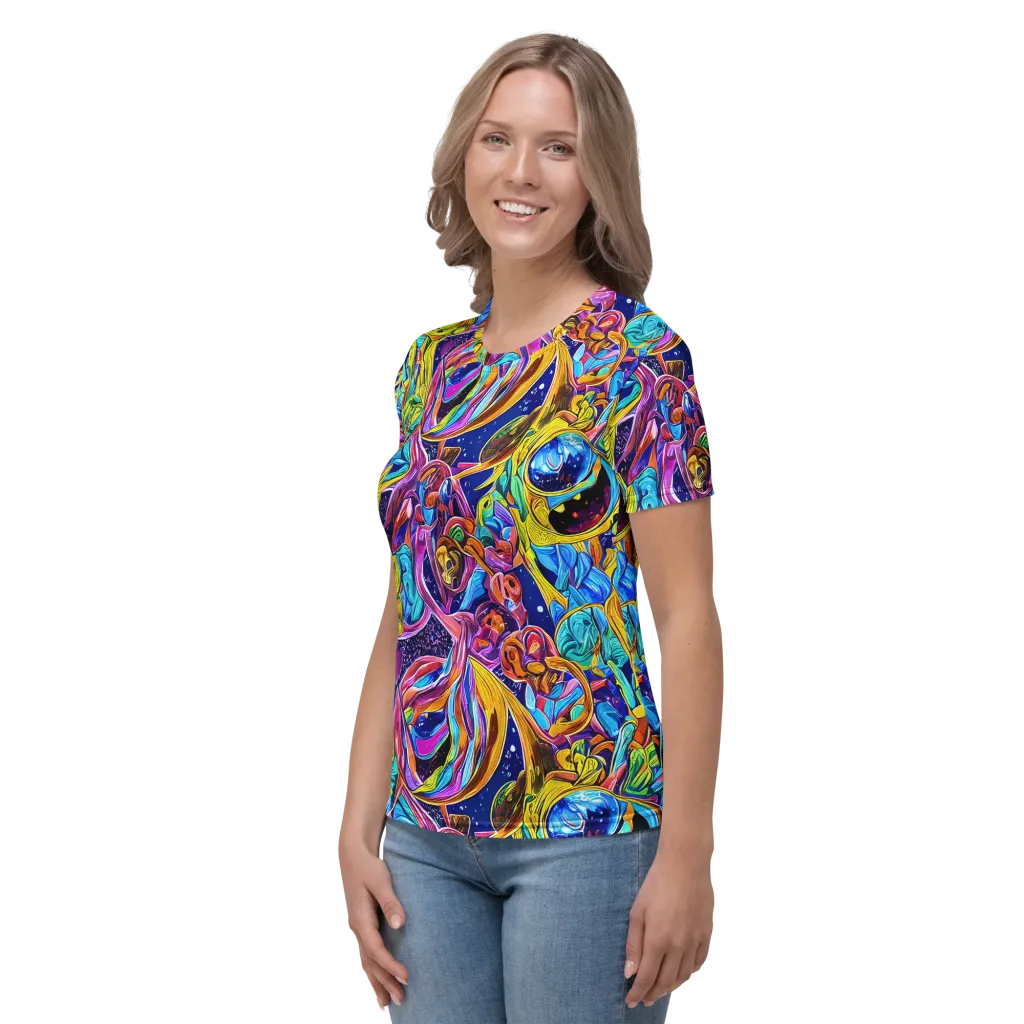 Electric Petal Storm on Women's Crew Neck T-Shirt — Left