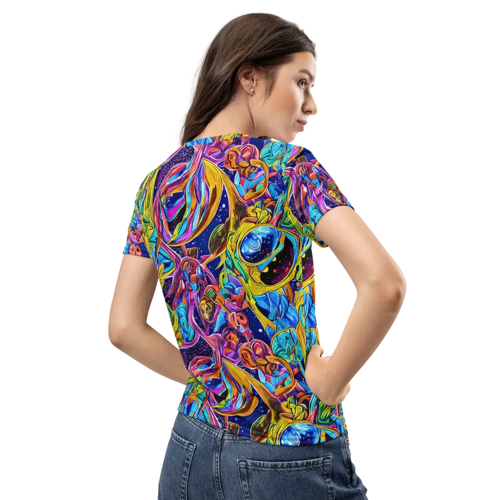 Electric Petal Storm on Women's Crew Neck T-Shirt — Back