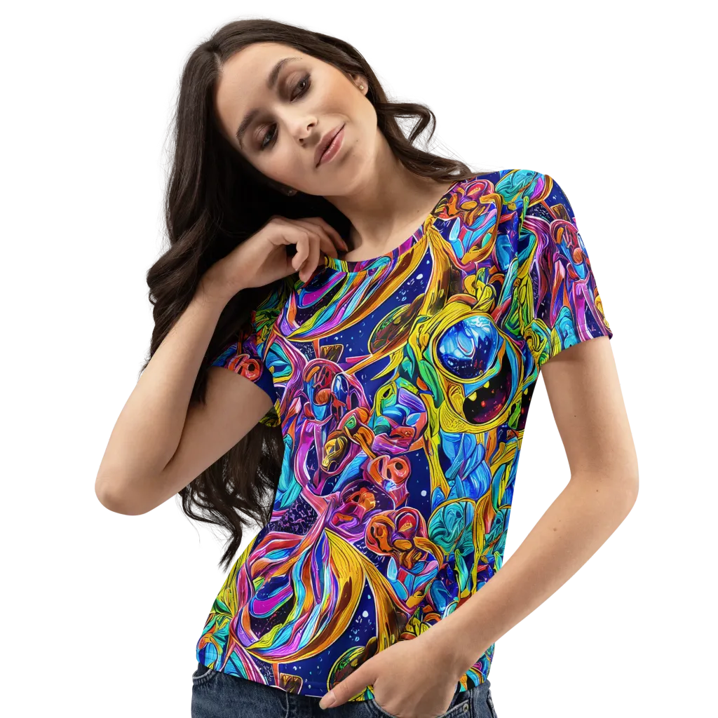 Electric Petal Storm on Women's Crew Neck T-Shirt — Left Front