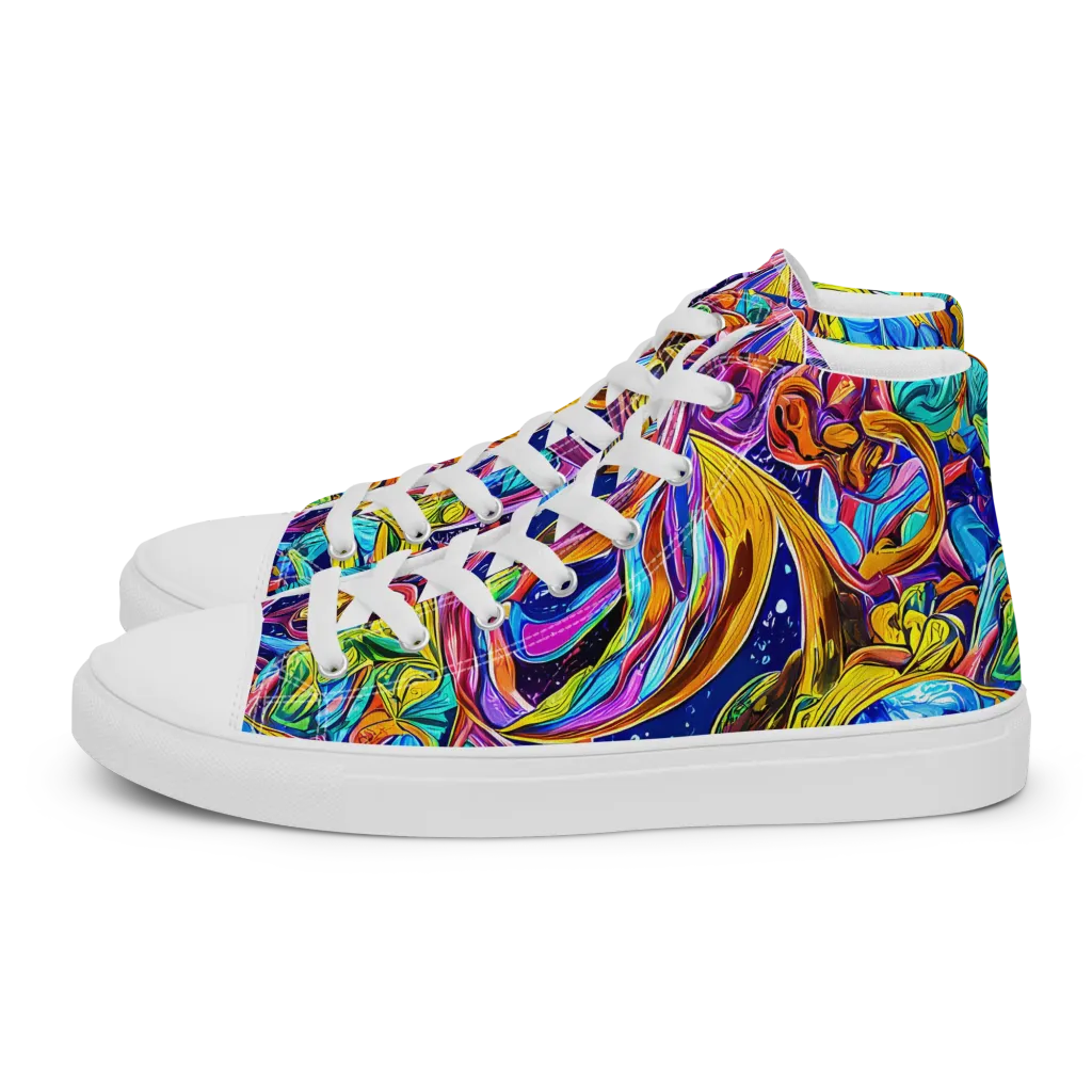 Electric Petal Storm on Women's High Top Canvas Shoes — Left