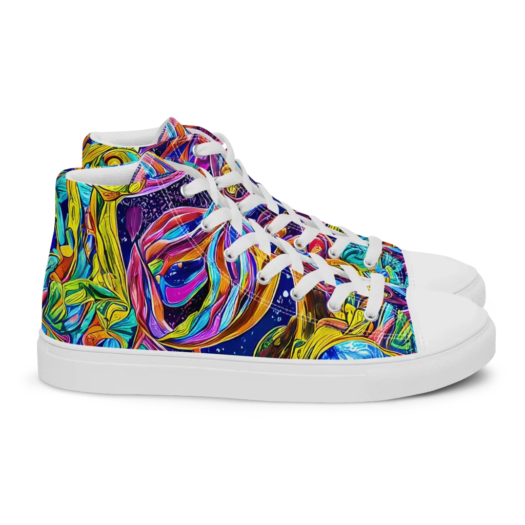 Electric Petal Storm on Women's High Top Canvas Shoes — Right