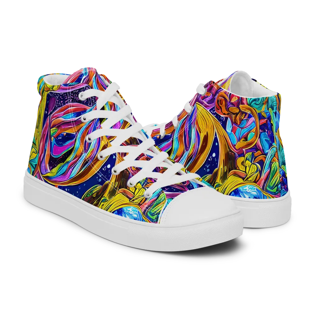 Electric Petal Storm on Women's High Top Canvas Shoes — Right