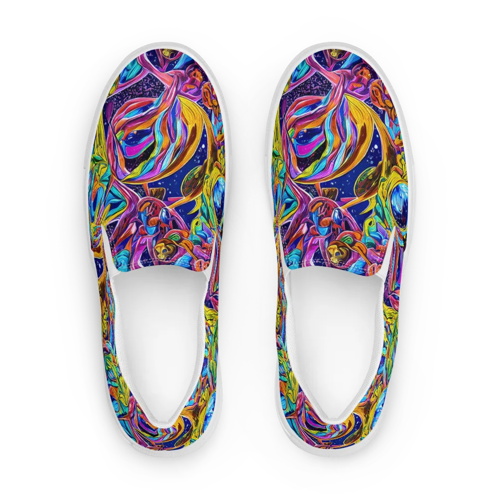 Electric Petal Storm on Men's Slip-On Canvas Shoes — Front