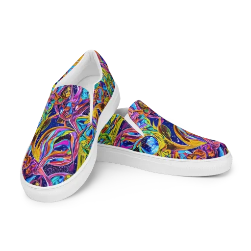 Electric Petal Storm on a Men's Slip-On Canvas Shoes
