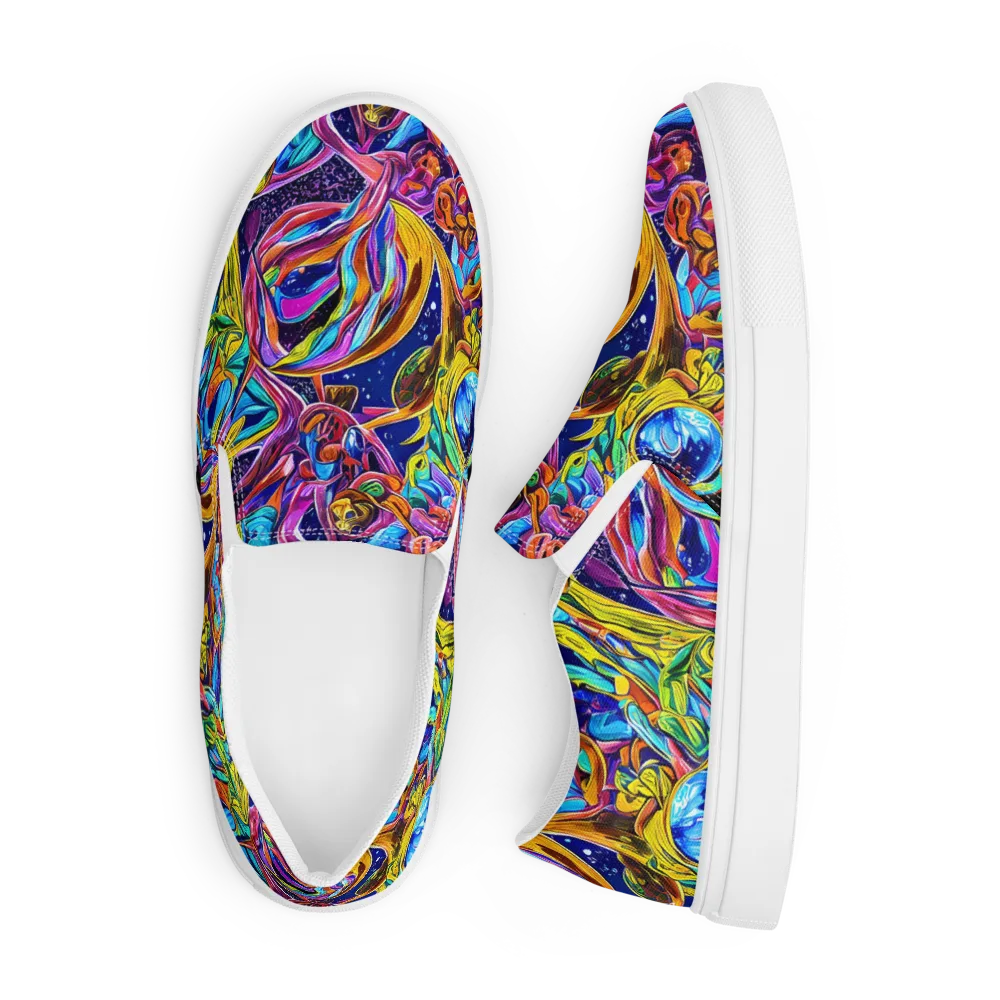 Electric Petal Storm on Men's Slip-On Canvas Shoes — Front