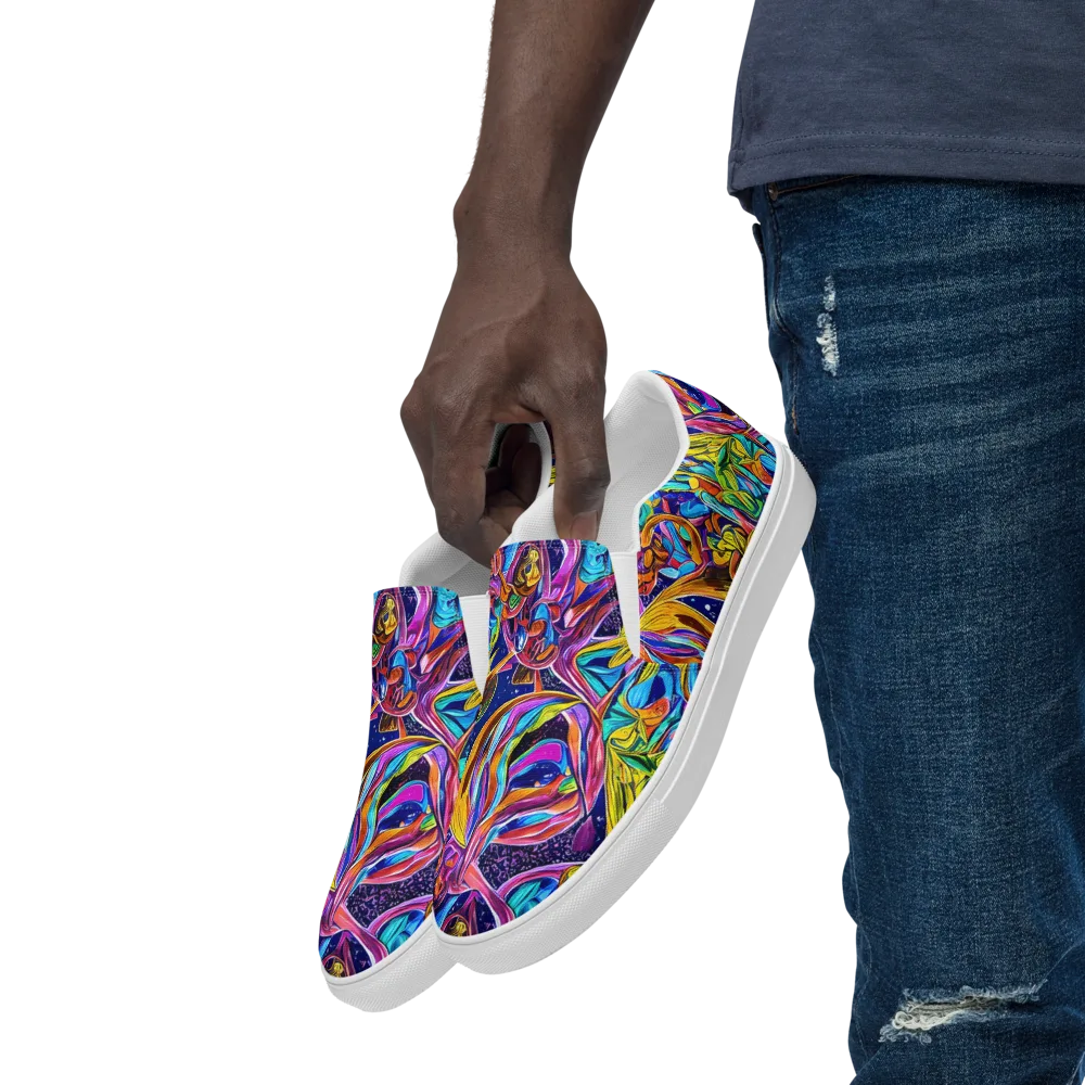Electric Petal Storm on Men's Slip-On Canvas Shoes — Left Front