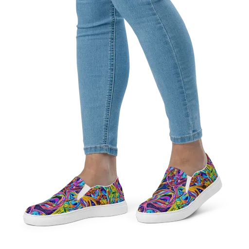 Electric Petal Storm on a Women's Slip-On Canvas Shoes