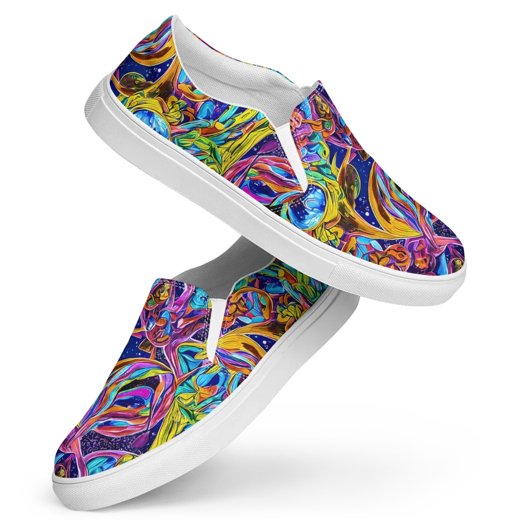 Electric Petal Storm on Women's Slip-On Canvas Shoes — Front