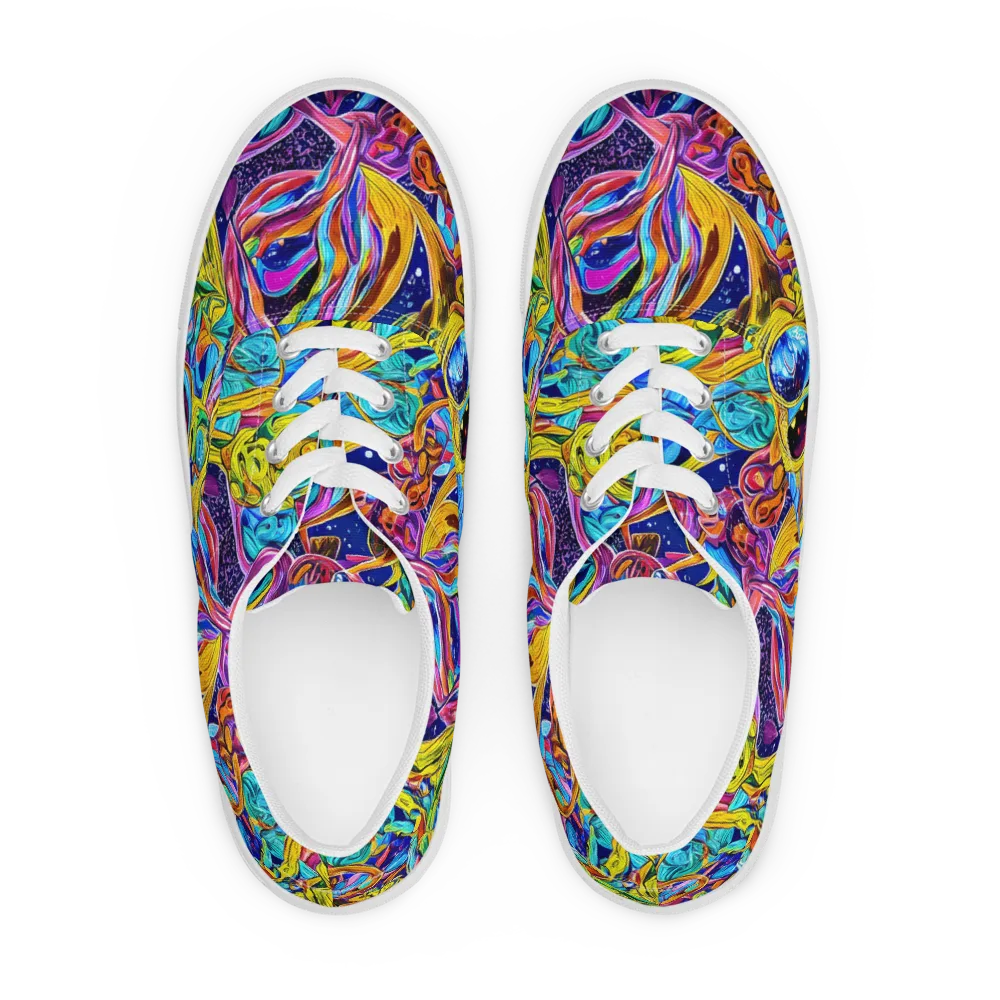 Electric Petal Storm on Men's Lace-Up Canvas Shoes — Front