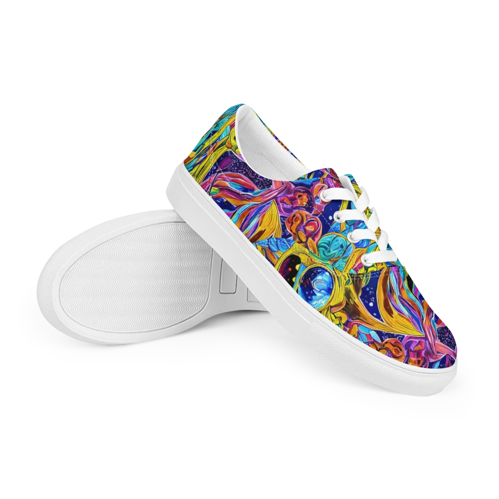 Electric Petal Storm on Men's Lace-Up Canvas Shoes — Right Front