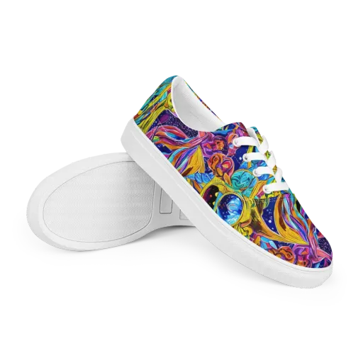 Electric Petal Storm on a Men's Lace-Up Canvas Shoes