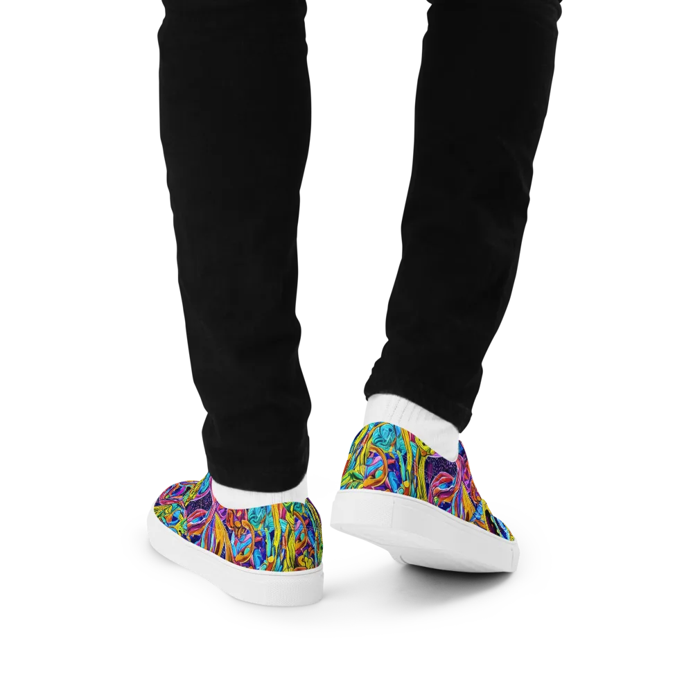 Electric Petal Storm on Men's Lace-Up Canvas Shoes — Back