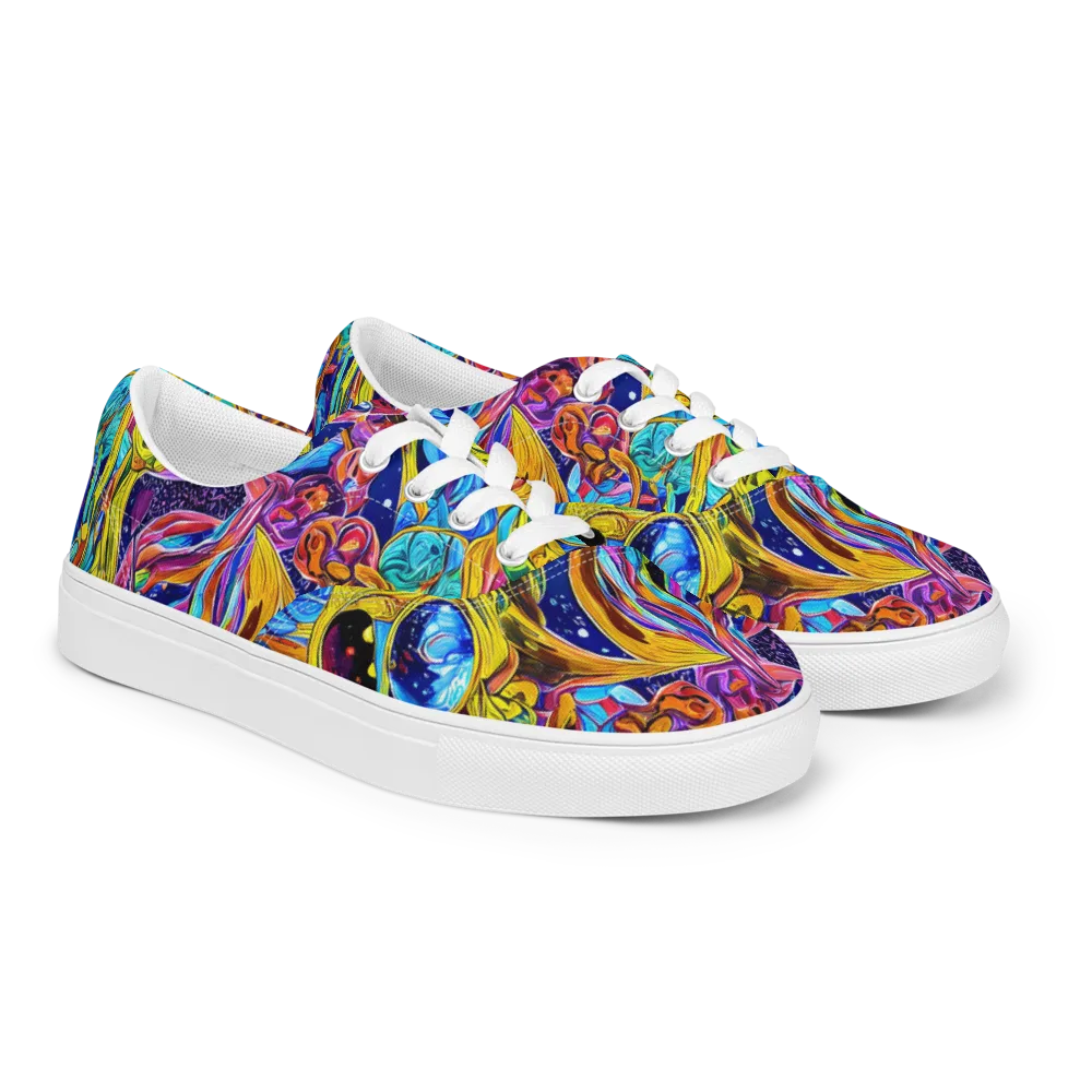 Electric Petal Storm on Men's Lace-Up Canvas Shoes — Right Front