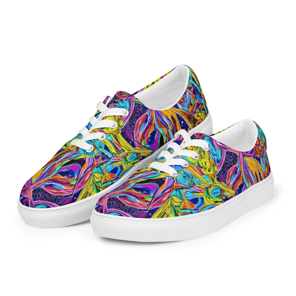 Electric Petal Storm on Men's Lace-Up Canvas Shoes — Left Front