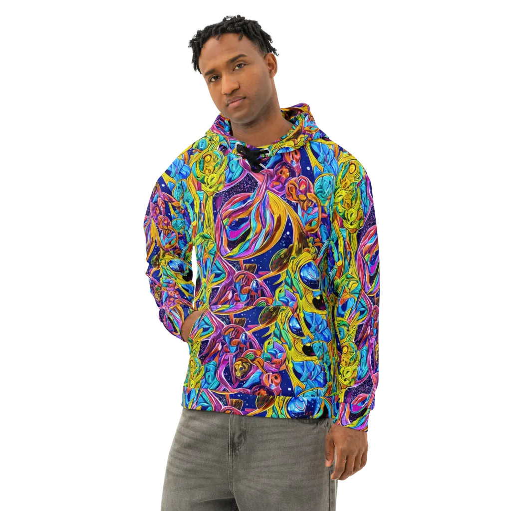 Electric Petal Storm on Cotton Hoodie — Left Front