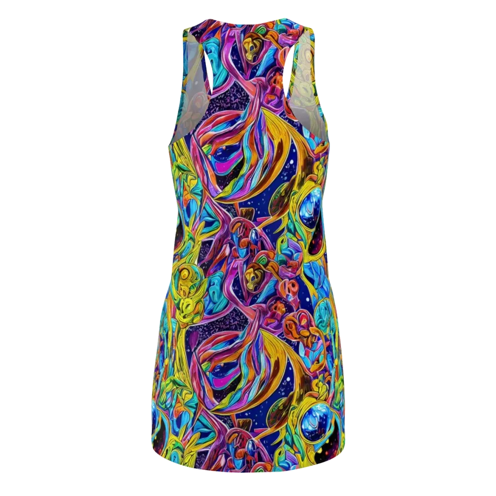 Electric Petal Storm on Racerback Dress — Back