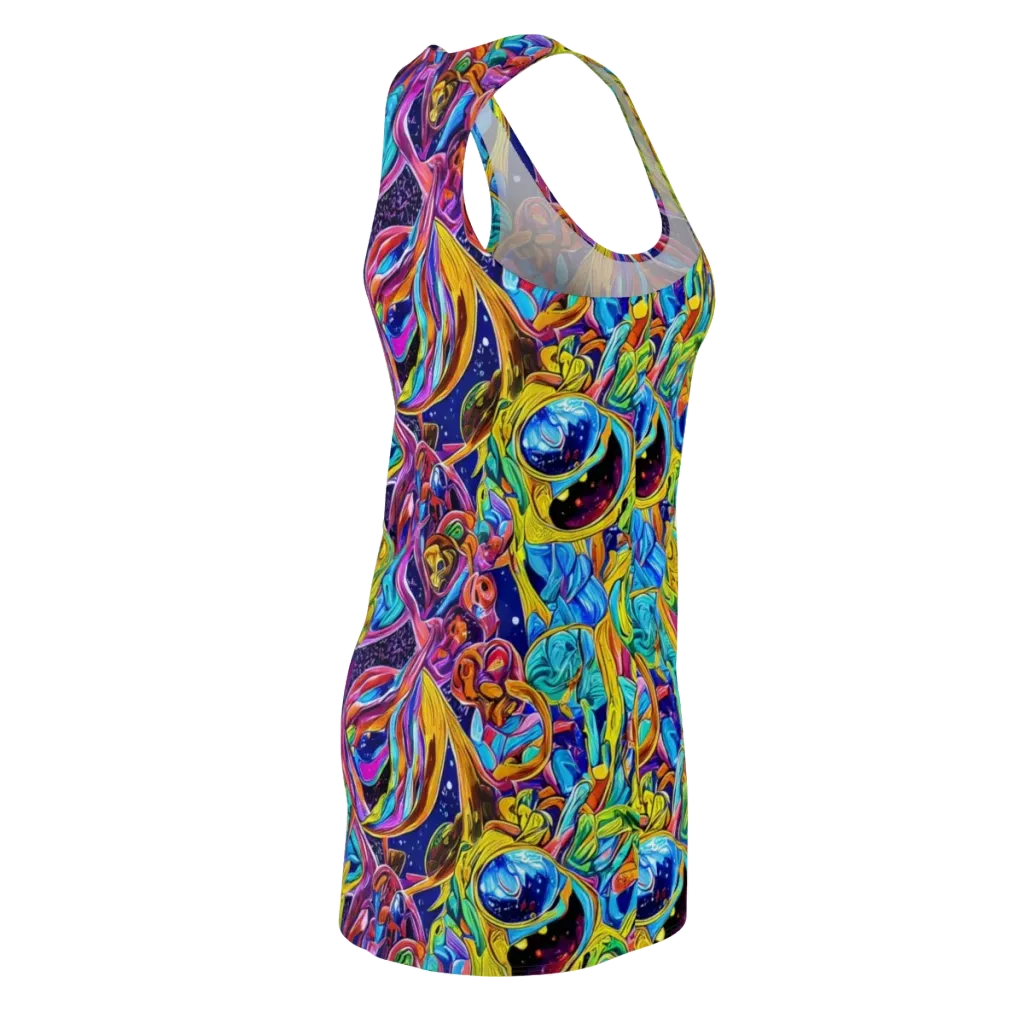 Electric Petal Storm on Racerback Dress — Back Side