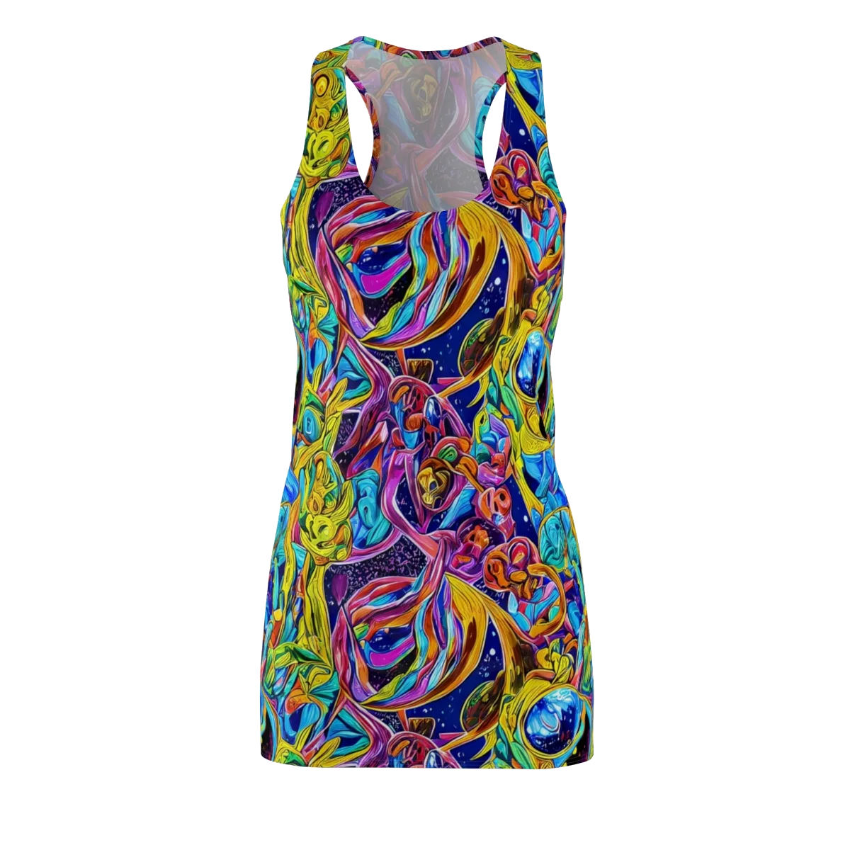 Electric Petal Storm on Racerback Dress — Front