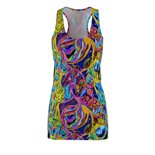 Electric Petal Storm on a Racerback Dress