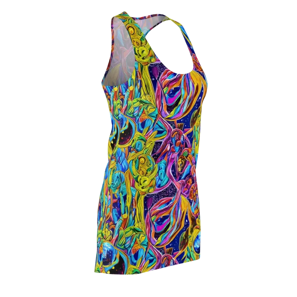 Electric Petal Storm on Racerback Dress — Front Side