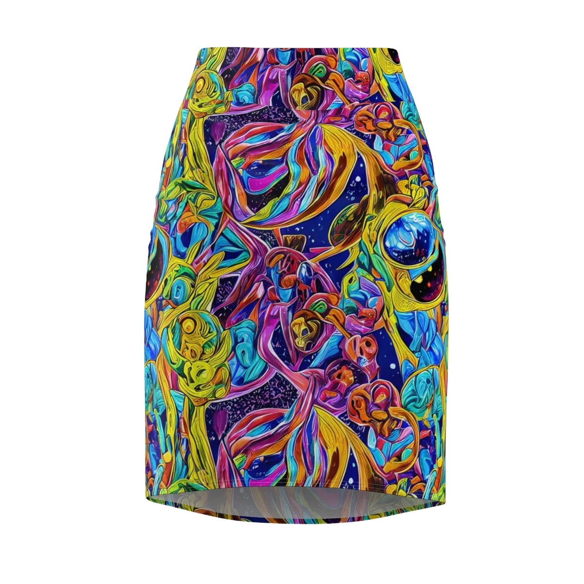 Electric Petal Storm on Pencil Skirt — Front