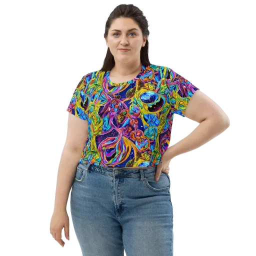 Electric Petal Storm on a Crop Tee