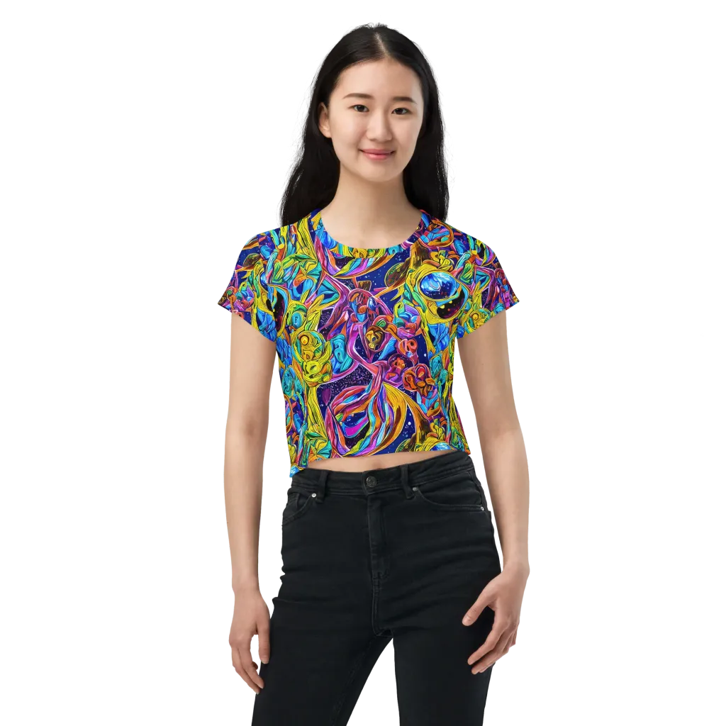 Electric Petal Storm on Crop Tee — Front