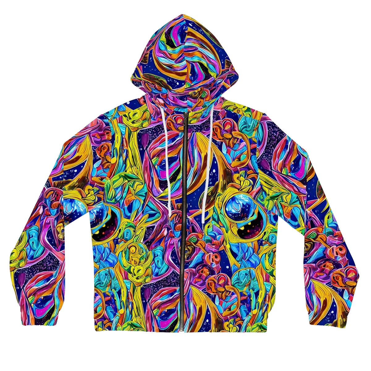 Electric Petal Storm on Women's Full-Zip Hoodie — Front