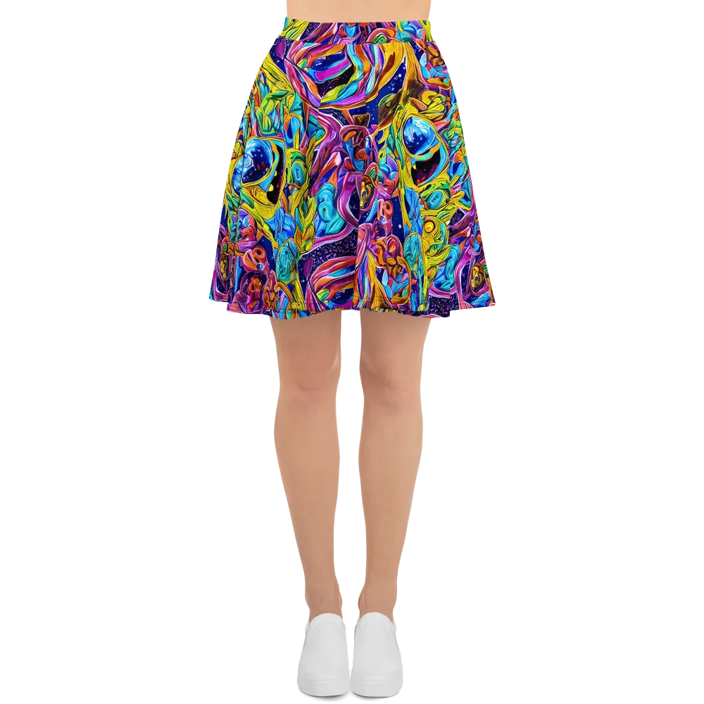 Electric Petal Storm on Skater Skirt — Front