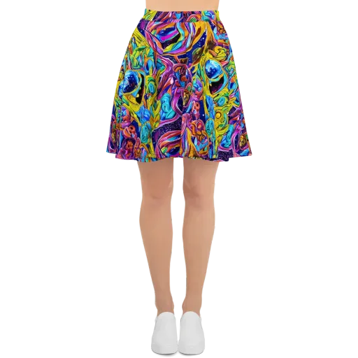 Electric Petal Storm on a Skater Skirt