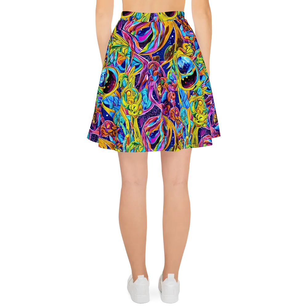 Electric Petal Storm on Skater Skirt — Back