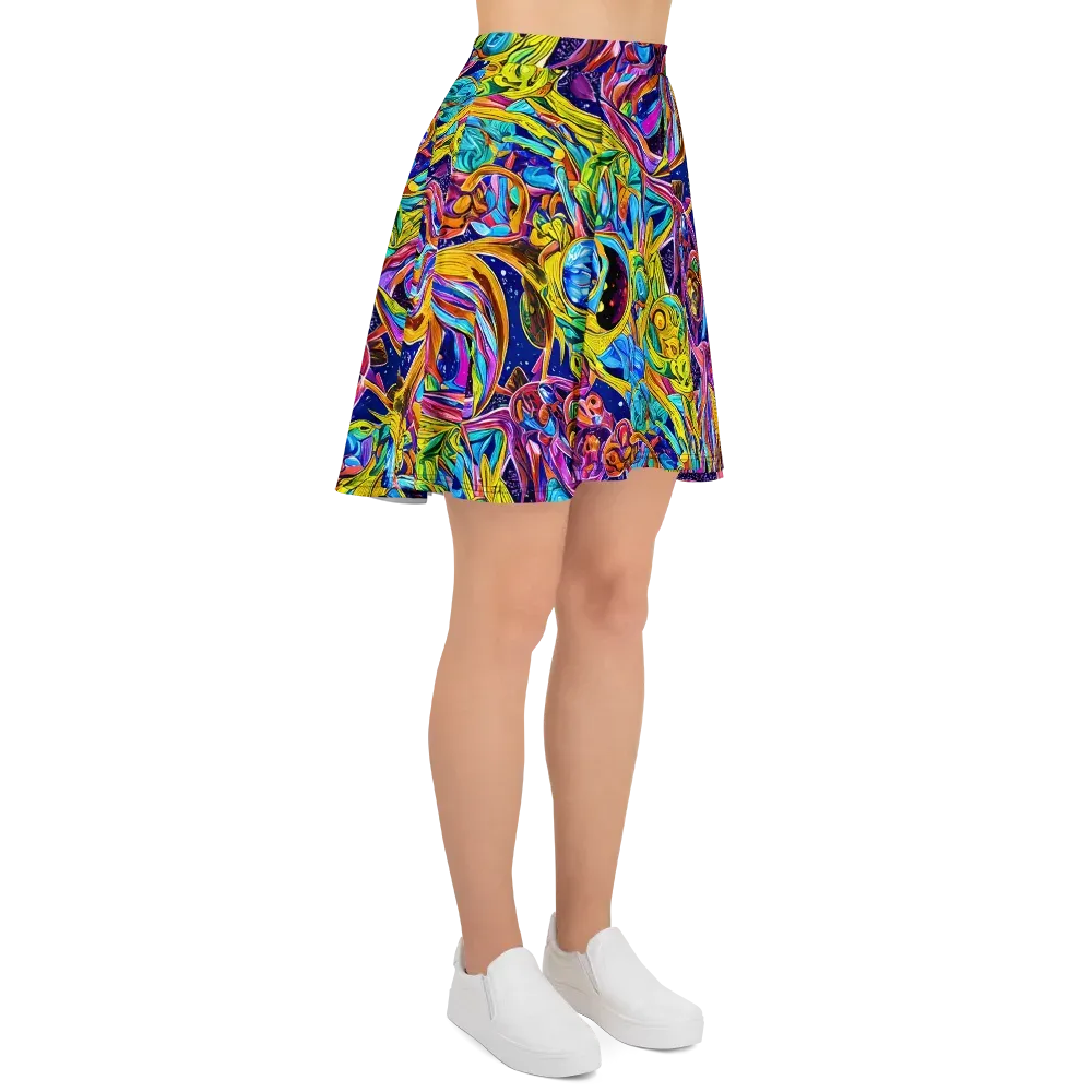 Electric Petal Storm on Skater Skirt — Right