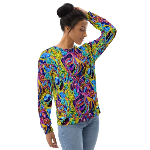 Electric Petal Storm on a Sweatshirt