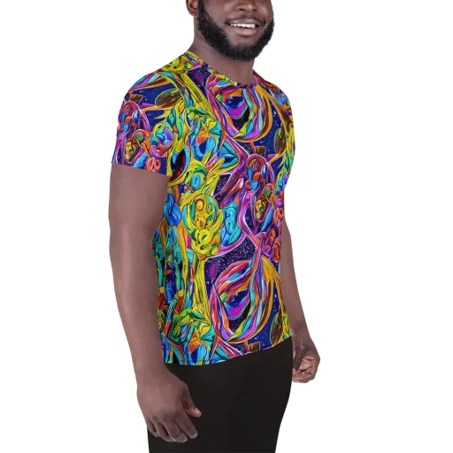 Electric Petal Storm on a Men's Athletic T-Shirt