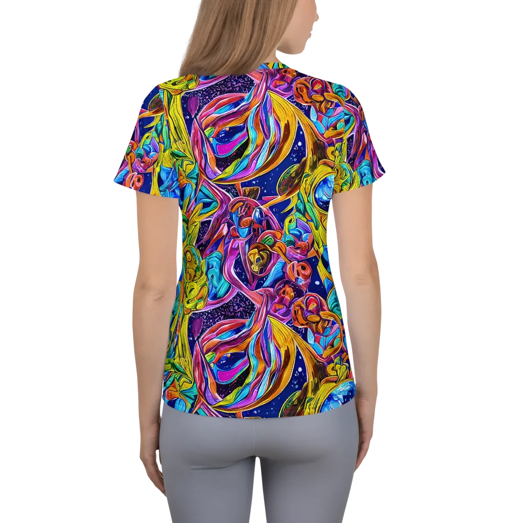 Electric Petal Storm on Women's Athletic T-Shirt — Back