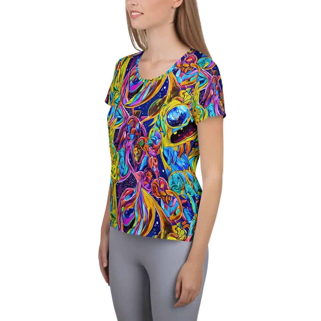 Electric Petal Storm on Women's Athletic T-Shirt — Left
