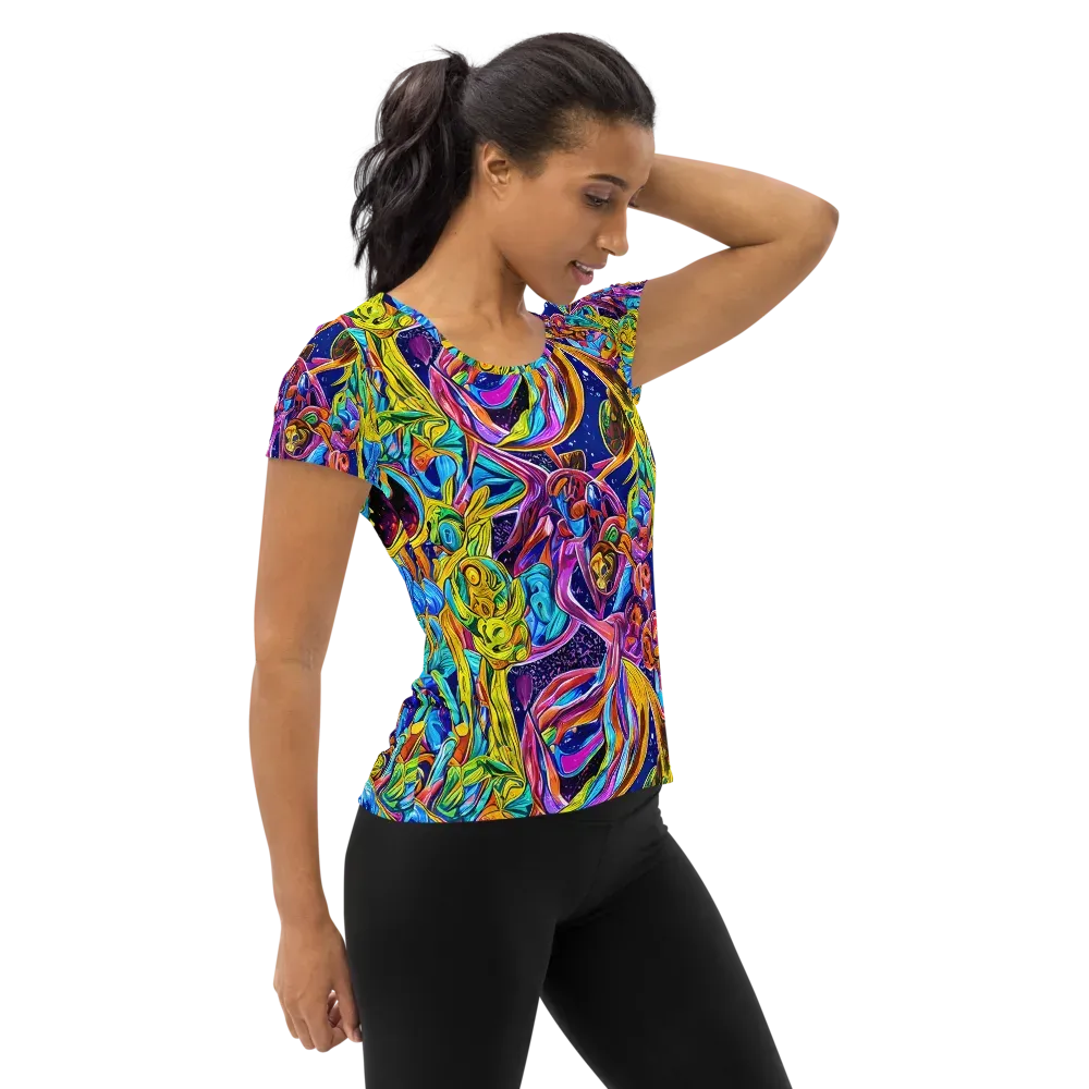 Electric Petal Storm on Women's Athletic T-Shirt — Right