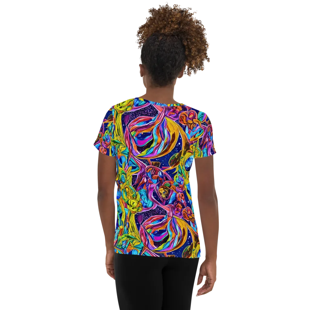 Electric Petal Storm on Women's Athletic T-Shirt — Back