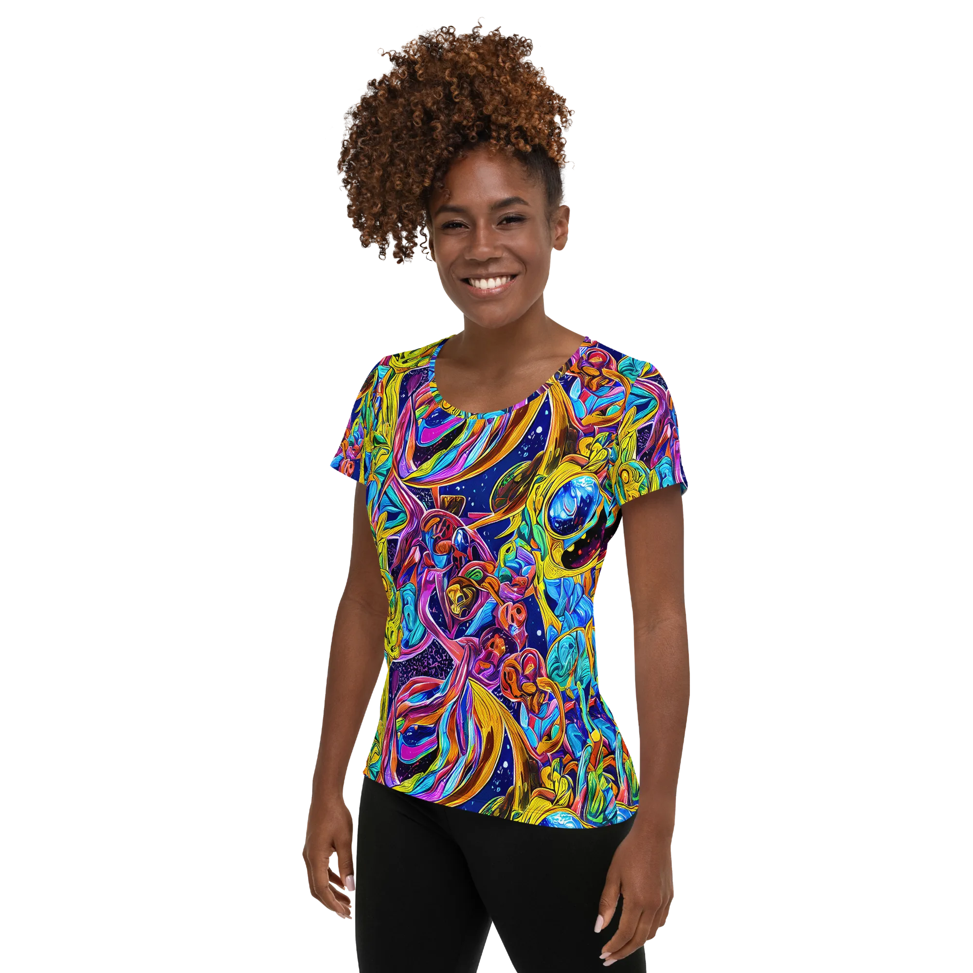 Electric Petal Storm on Women's Athletic T-Shirt — Left