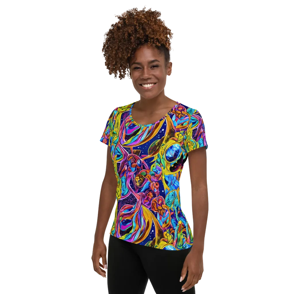 Electric Petal Storm on Women's Athletic T-Shirt — Left