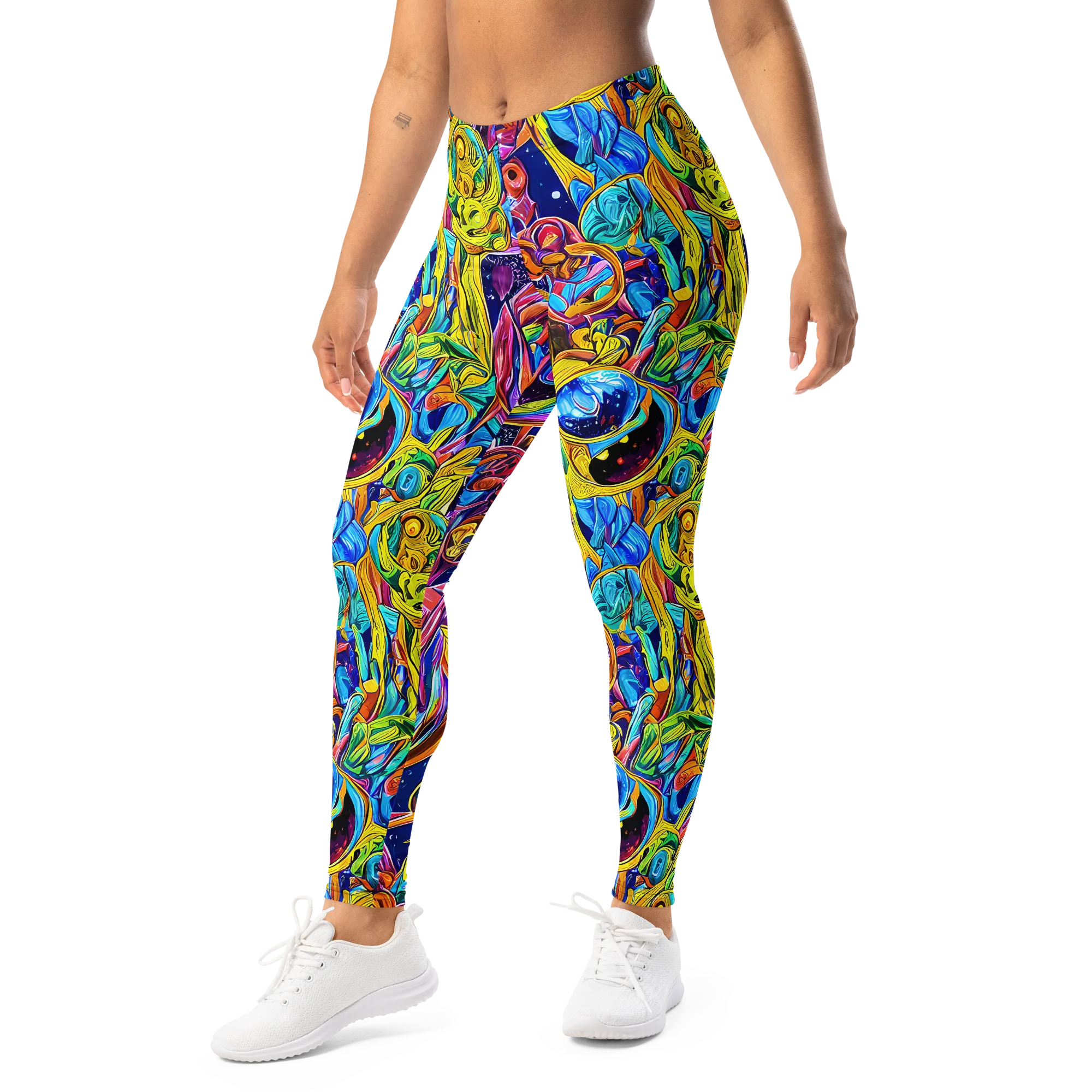 Electric Petal Storm on Leggings — Left Front