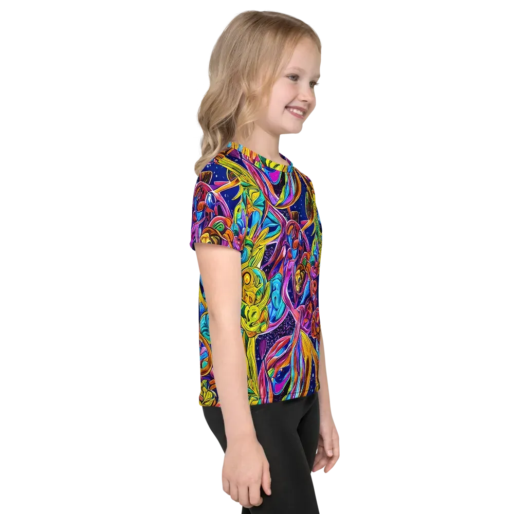 Electric Petal Storm on Kids Crew Neck T-Shirt — Right