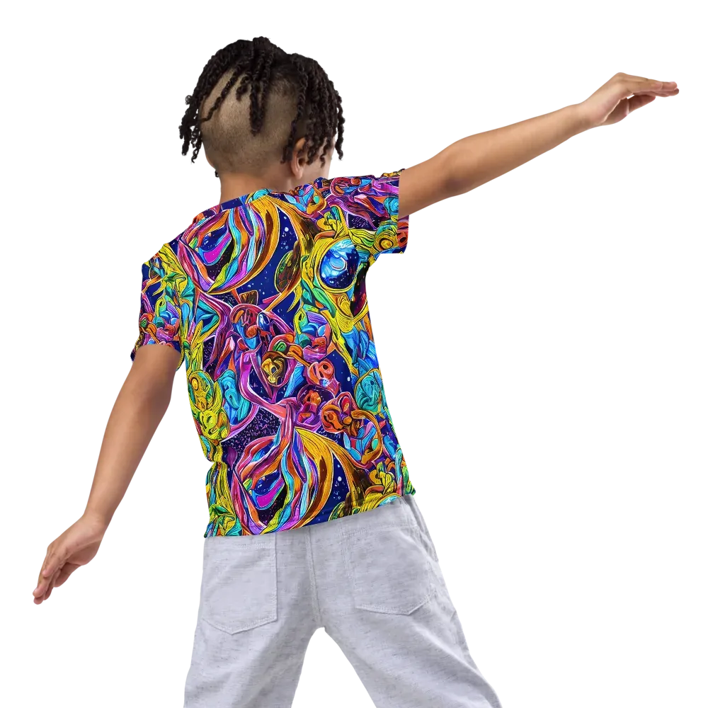 Electric Petal Storm on Kids Crew Neck T-Shirt — Back