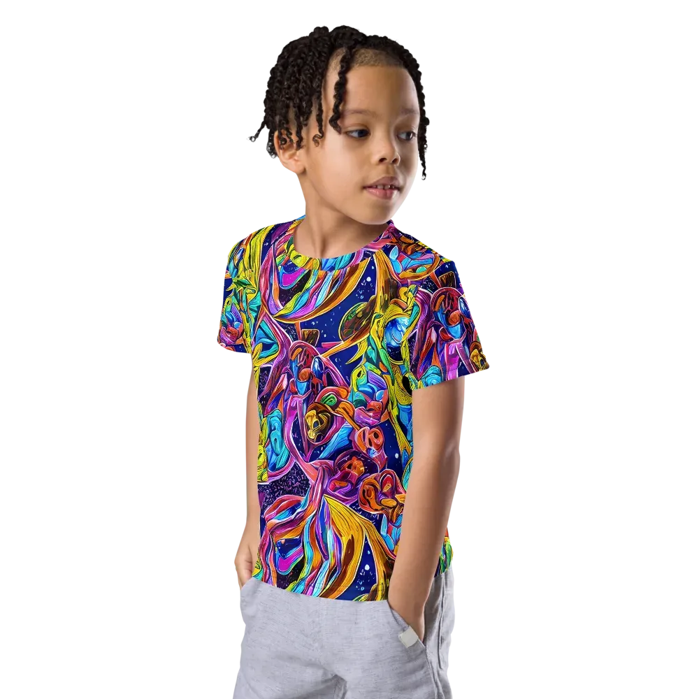 Electric Petal Storm on Kids Crew Neck T-Shirt — Left Front