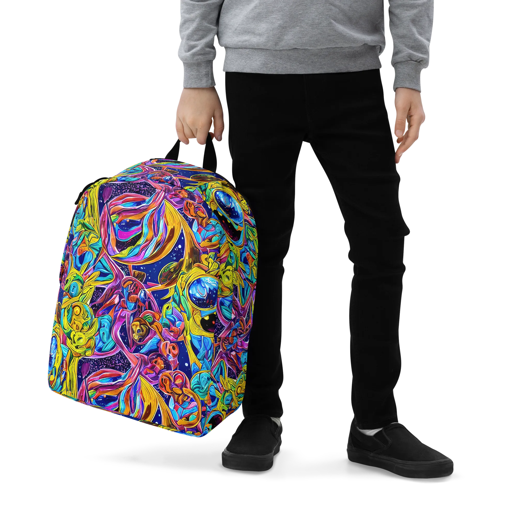 Electric Petal Storm on Minimalist Backpack — Zoomed-in